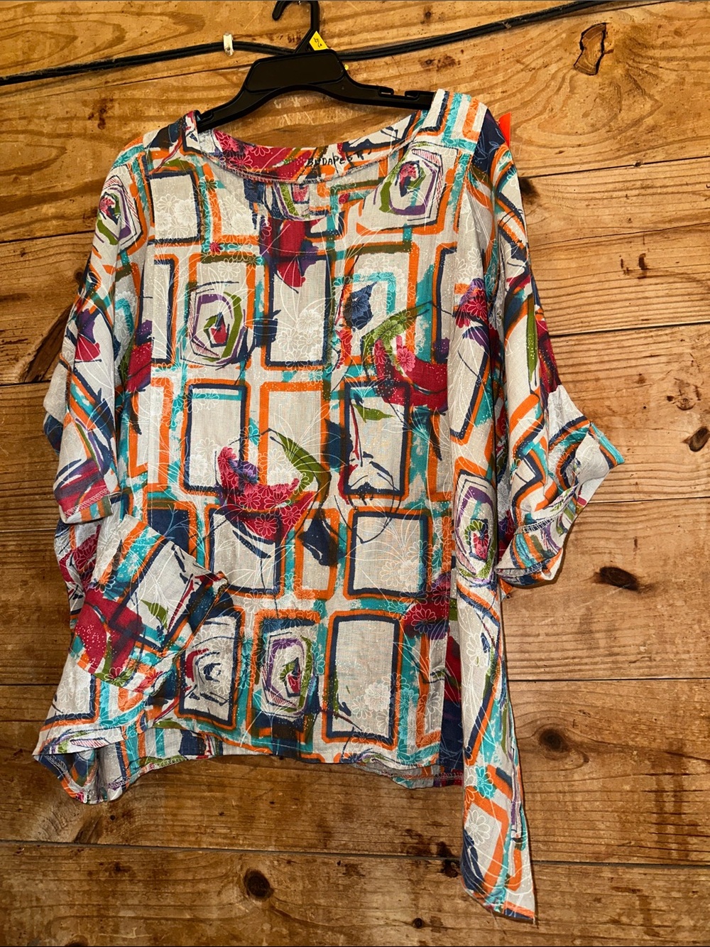 Luigi Moda 100% Linen Art to Wear Lagen Boho Top